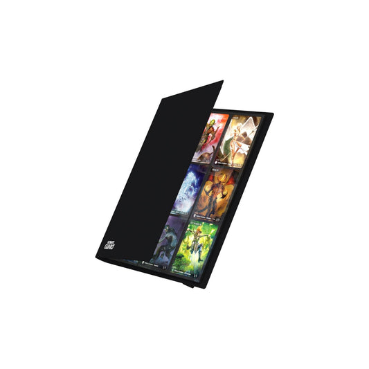Ultimate Guard Flexxfolio 360 18 Pocket Sammelkarten Binder Schwarz – halb geöffnet mit sichtbaren Kartenfächern