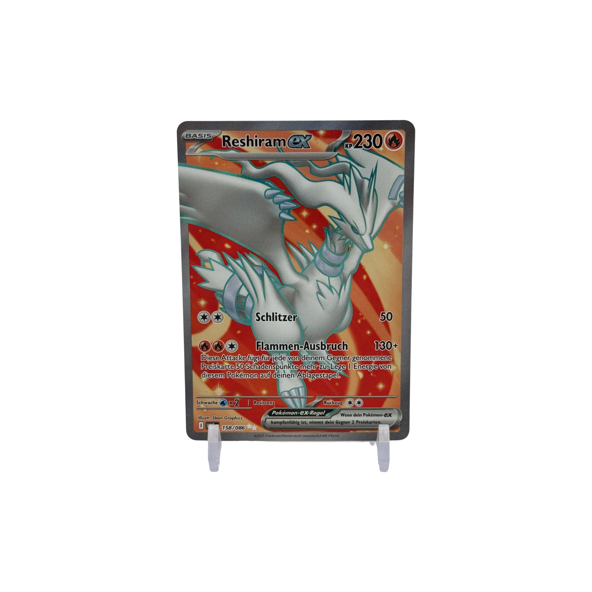 Reshiram ex – Weiße Flammen (White Flare) – WHT-158/086 – Ultra Rare – Deutsch – Vorderseite