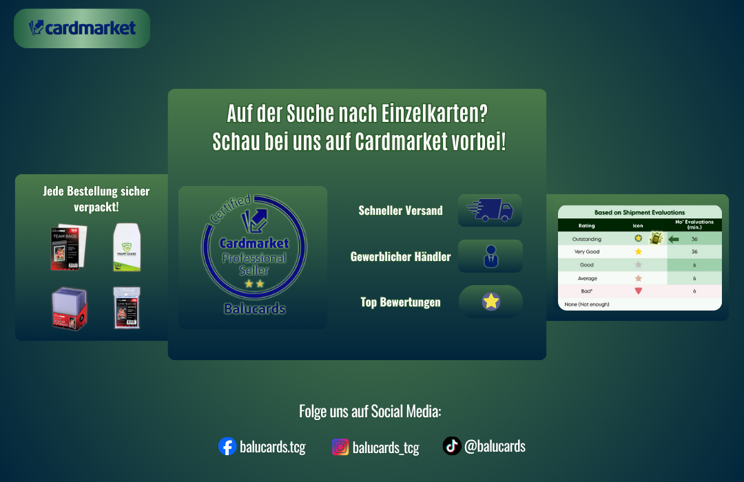 Pokémon Einzelkarten auf Cardmarket – Balucards Professional Seller mit schnellem Versand und Top-Bewertungen
