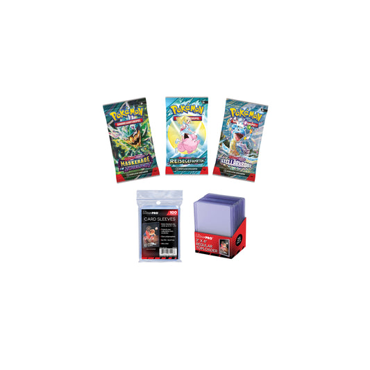 Pokémon Trainer-Starter-Set Basic mit 3 Boostern, Sleeves & Toploadern