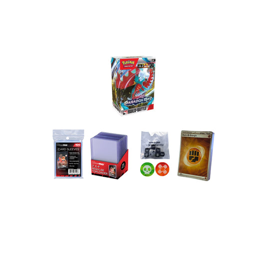 Pokémon Trainer-Starter-Set Premium mit Build & Battle Kit, Sleeves, Toploader, Würfeln, Marken & Energiekarten