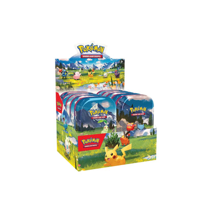 Pokémon Mega-Entwicklung Erhabene Helden Deutsch - Mini-Tin Display Schrägansicht