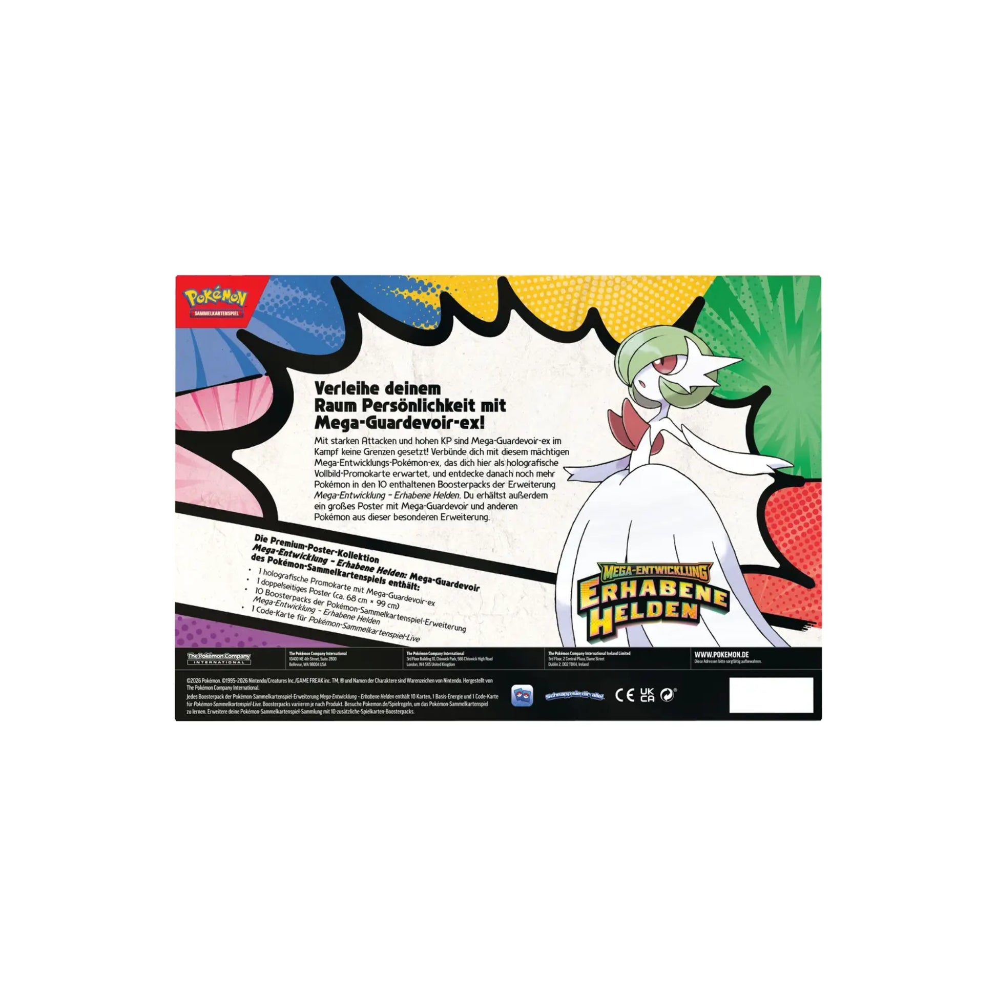 Pokémon Erhabene Helden Premium-Poster-Kollektion Mega-Guardevoir Deutsch - Verpackung Rückseite mit Produktdetails
