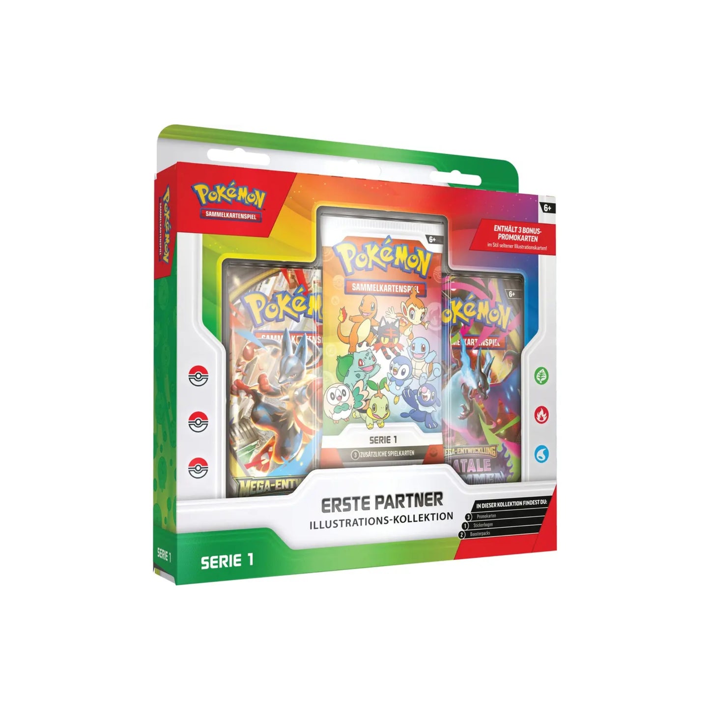 Pokémon Erste Partner Kollektion Serie 1 Deutsch - Box Vorderseite mit Promo-Boosterpack
