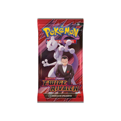Pokémon TCG Ewige Rivalen Einzelbooster – Giovanni und Mewtu Artwork (Deutsch) – Offizielles versiegeltes Boosterpack mit 10 Karten.