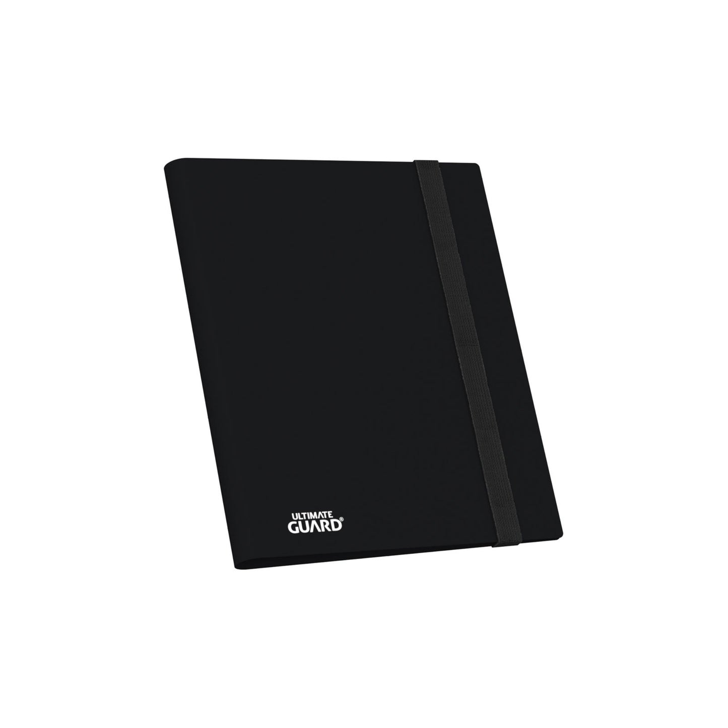 Ultimate Guard Flexxfolio 360 18 Pocket  Sammelkarten Binder Schwarz –  Elastisches Verschlußband – Vorderseite, geschlossen, seitliche Ansicht