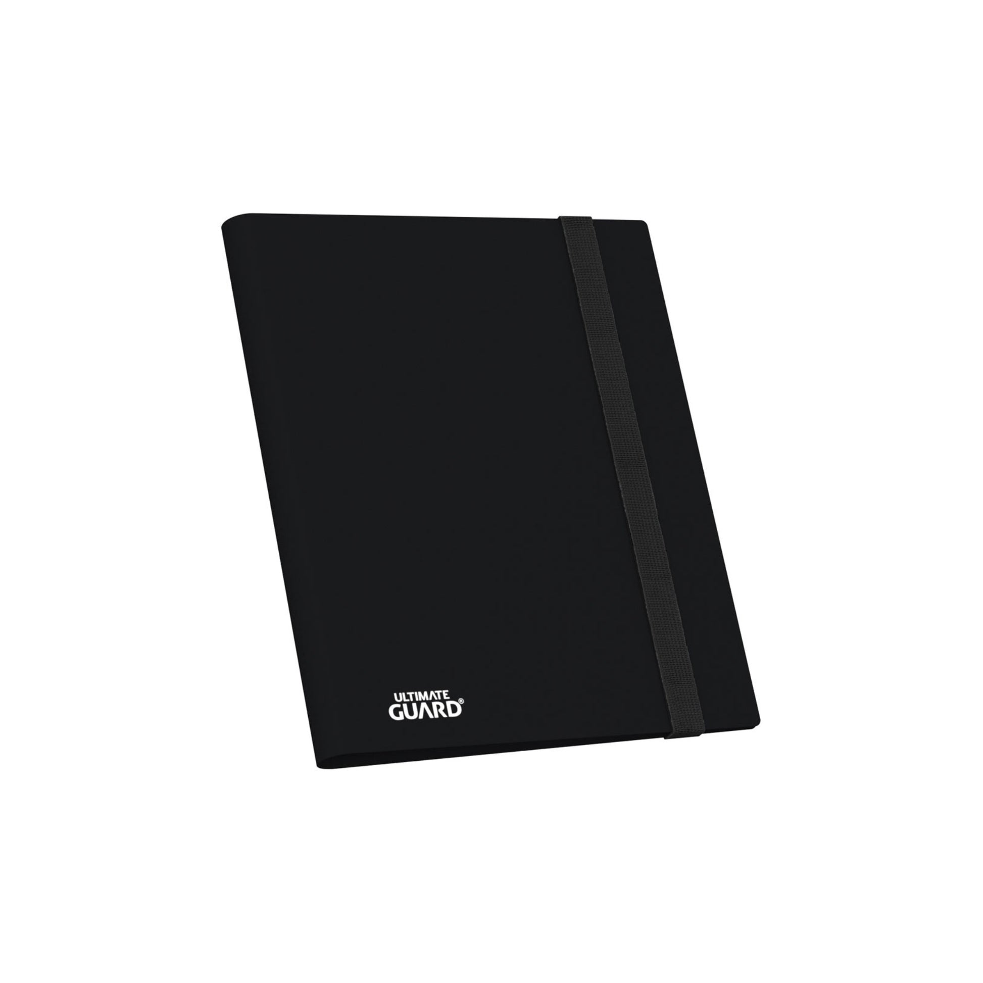Ultimate Guard Flexxfolio 360 18 Pocket  Sammelkarten Binder Schwarz –  Elastisches Verschlußband – Vorderseite, geschlossen, seitliche Ansicht
