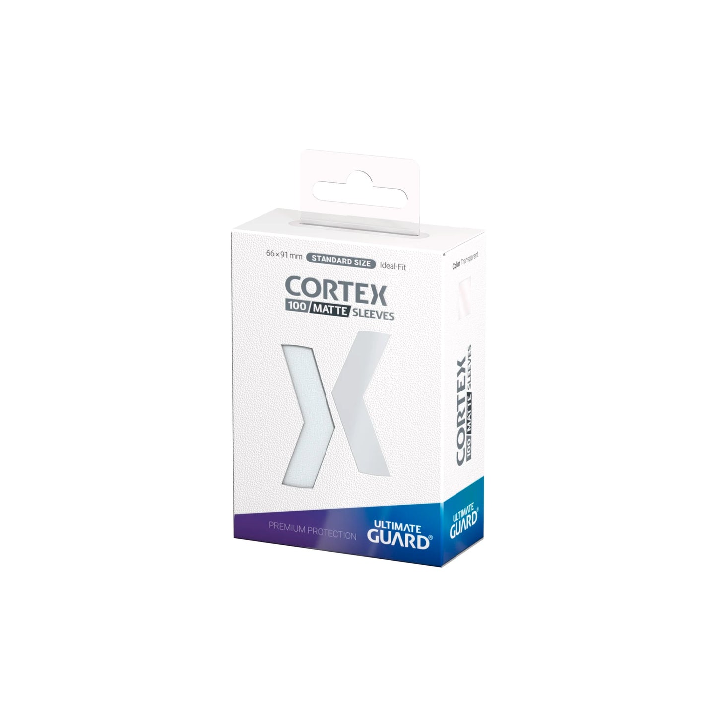 Ultimate Guard Cortex Matte Sleeves Transparent Standard Size – Kartenhüllen 100 Stück – seitliche Ansicht der Verpackung