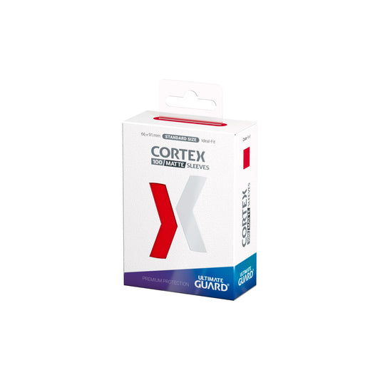 Ultimate Guard Cortex Matte Sleeves Rot Standard Size – Kartenhüllen 100 Stück – seitliche Ansicht der Verpackung