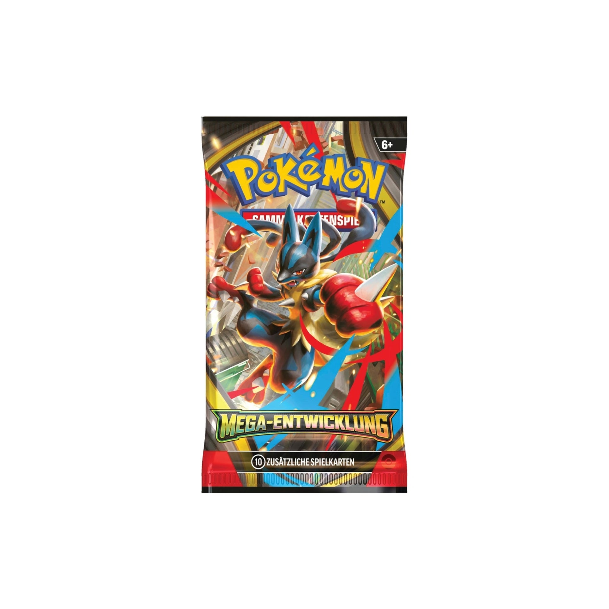 Pokémon TCG Mega-Entwicklung Einzelbooster – Mega-Lucario Artwork (Deutsch) – Original Pokémon Booster mit 10 zusätzlichen Karten.