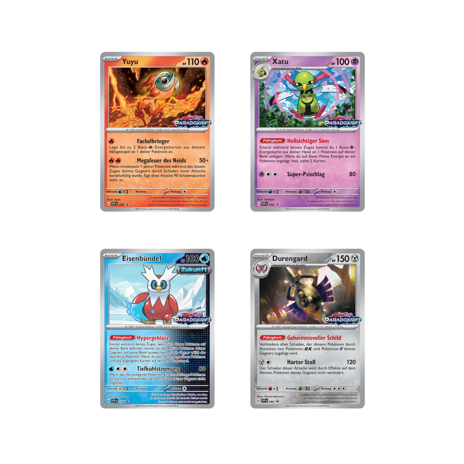 Pokémon Build & Battle Kit – Paradoxrift (Deutsch) –  4 holografische Promokarten: Yuyu, Xatu, Eisenbündel und Durengard