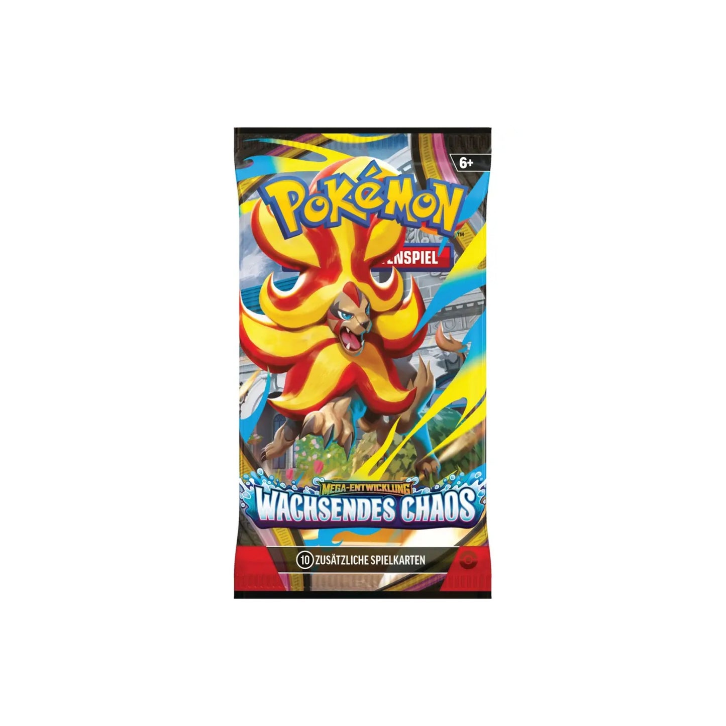 Pokémon Mega-Entwicklung Wachsendes Chaos Einzelbooster - Mega-Pyroleo Artwork (Deutsch) - offizielles Boosterpack mit 10 Sammelkarten