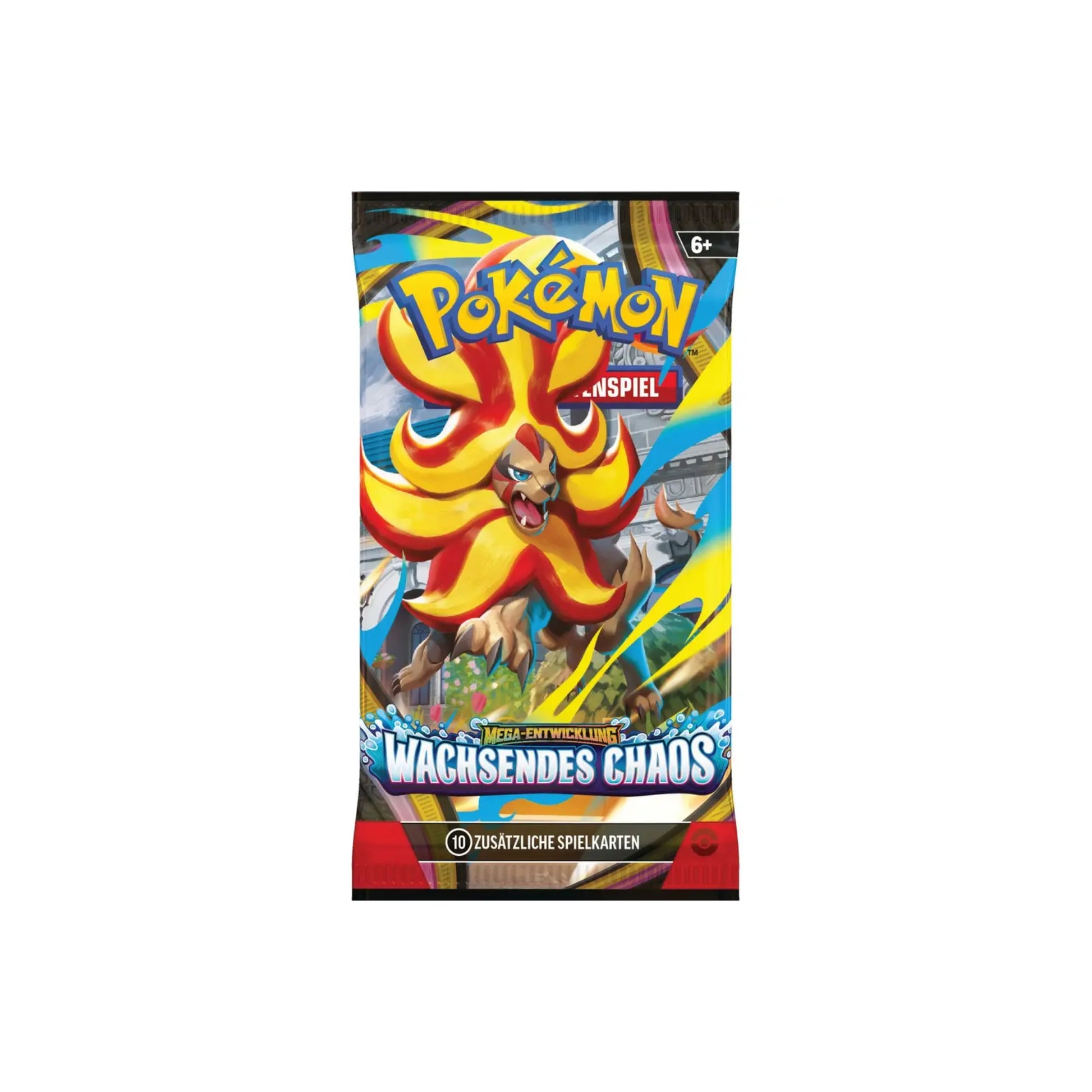 Pokémon Mega-Entwicklung Wachsendes Chaos Einzelbooster - Mega-Pyroleo Artwork (Deutsch) - offizielles Boosterpack mit 10 Sammelkarten